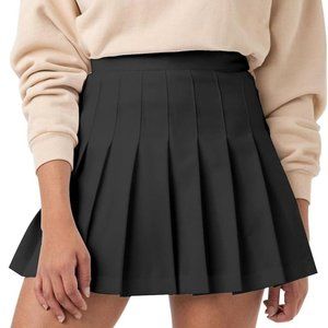 NEW Black Sz Large Casual Wear Stretchy Athletic Side Zip Pleated Skort